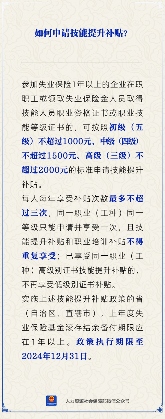 技能提升补贴申请条件与额度：证书等级对应补贴标准(图1)